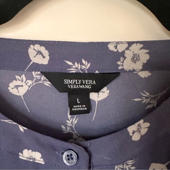 Womens Simply Vera Wang Ditsy Mid Butterfly Cap Dress Size L Blue Missing Lining - Picture 5 of 7